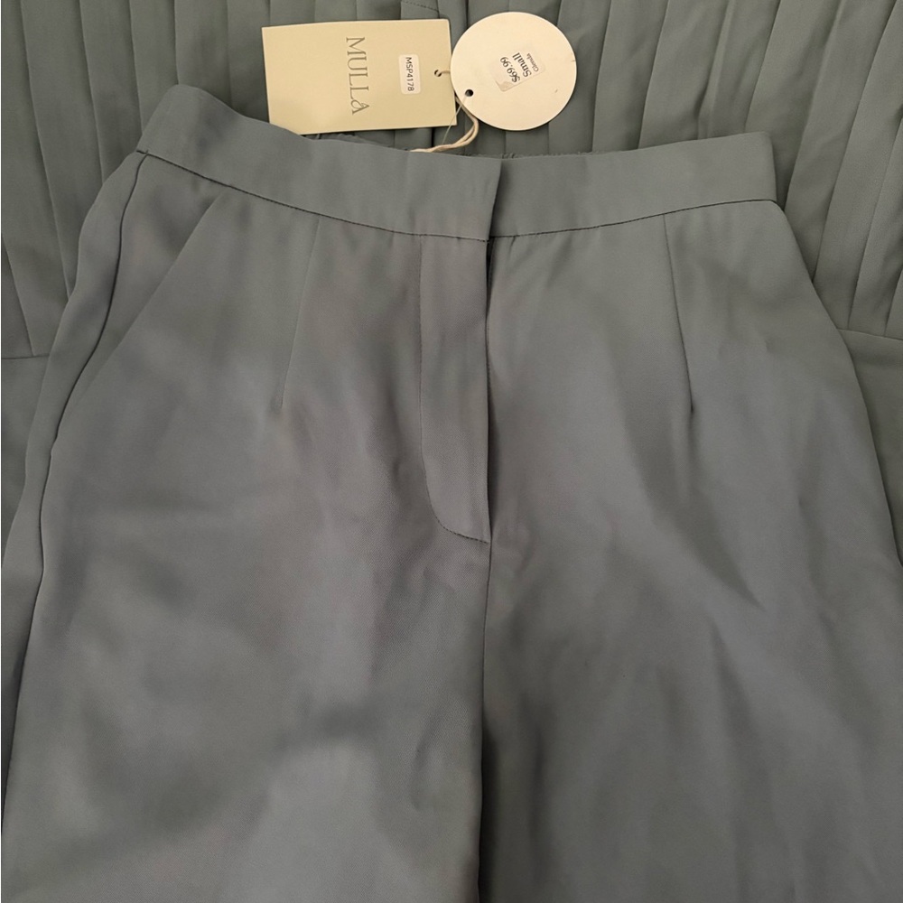 Slate blue flare ruffled dress pants!